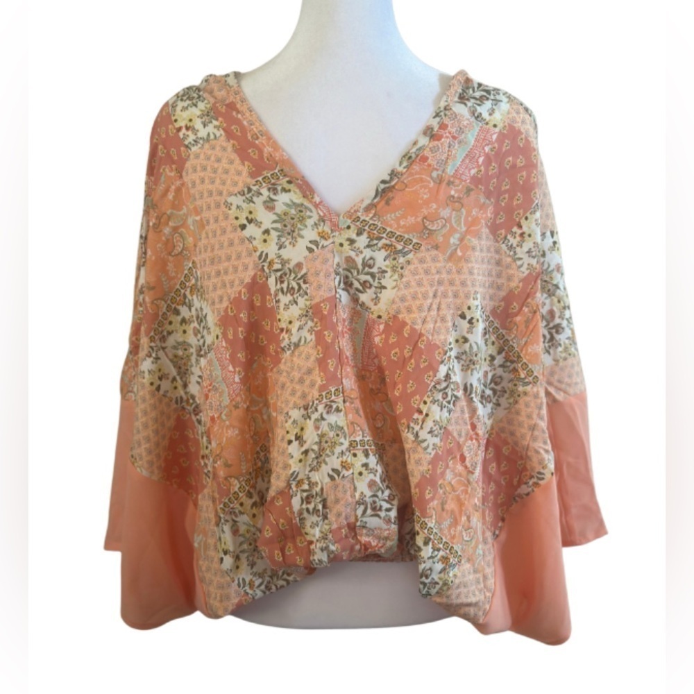 Adora “Beside You” Peach Floral Dolman Sleeve Top - Picture 3 of 5